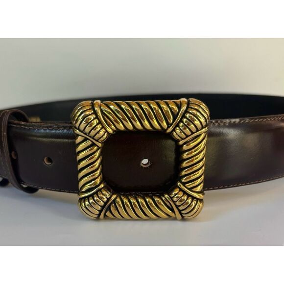 Vintage 70’s Vicenza Calfskin Modernist Belt in Chocolate Size 30